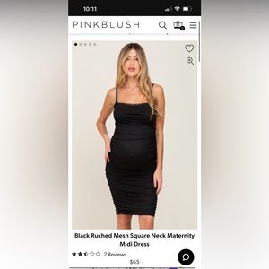 Black Ruched Mesh Square Neck Maternity
Midi Dress